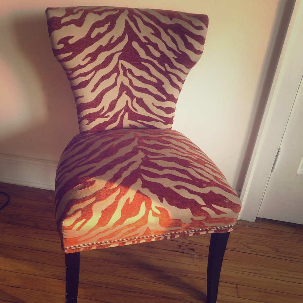 Rustic-Orange Zebra-Print Chair